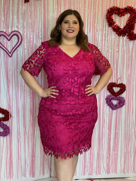 Vestido con detalle Fucsia 8126