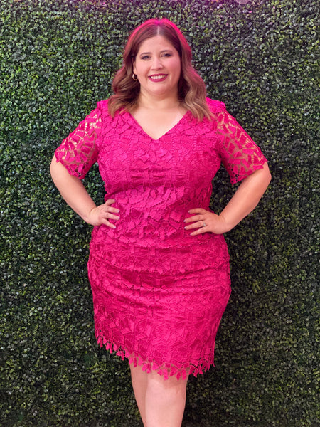 Vestido con detalle Fucsia 8126