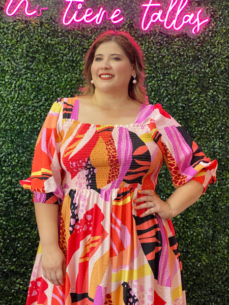 Vestido midi coral multi 16097