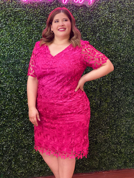 Vestido con detalle Fucsia 8126