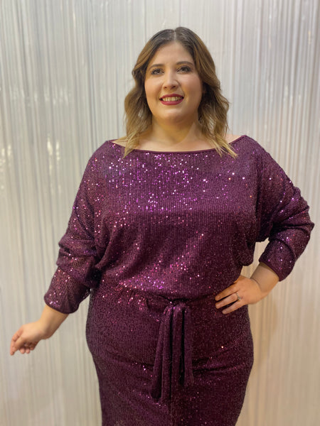 Vestido con glitter purple 27131