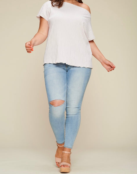Blusa printed off shoulder blush 4083