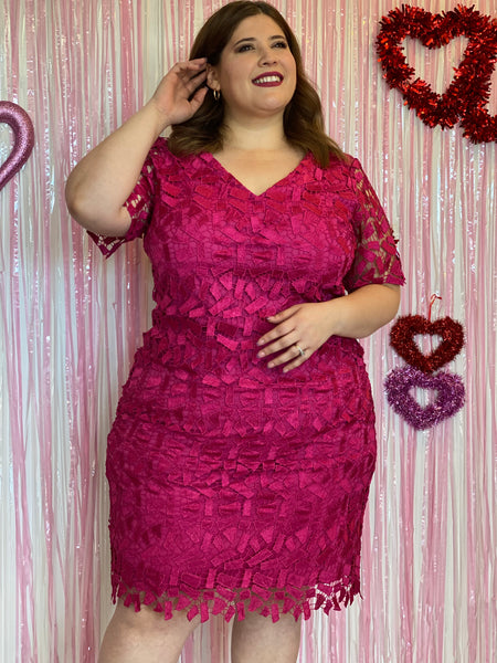 Vestido con detalle Fucsia 8126