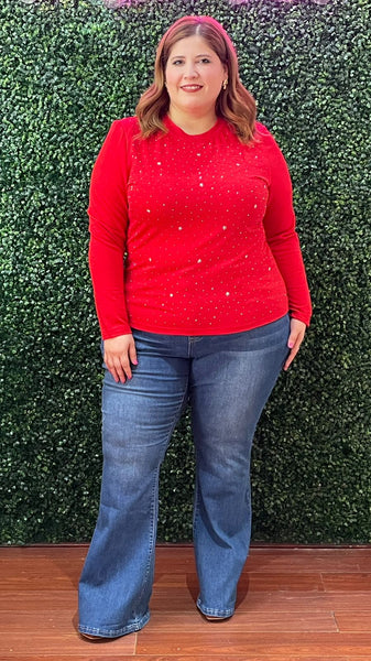 Blusa roja manga larga 51199