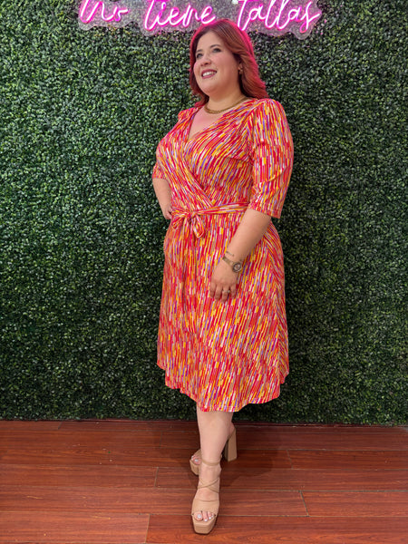 Vestido naranja estampado 1359
