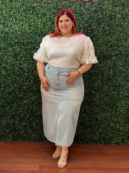 Falda MIDI washed denim 6556