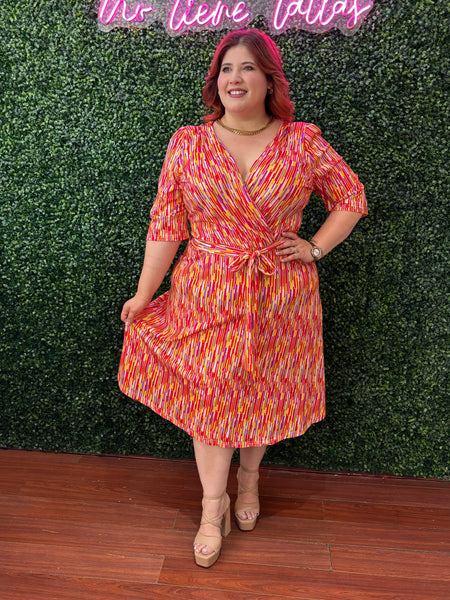 Vestido naranja estampado 1359