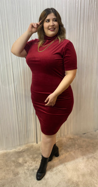 Vestido velvet burgundy 6218
