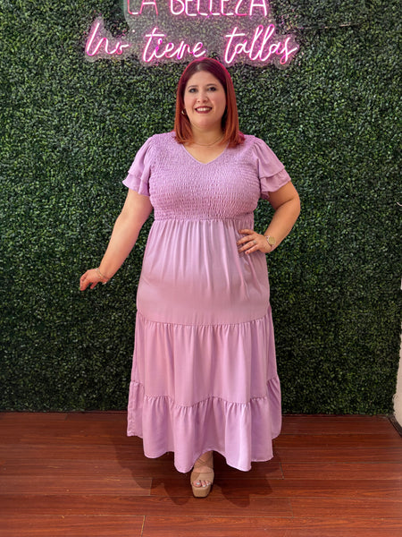 Vestido campesino lavanda 1028