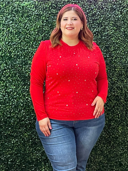 Blusa roja manga larga 51199