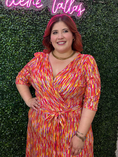 Vestido naranja estampado 1359