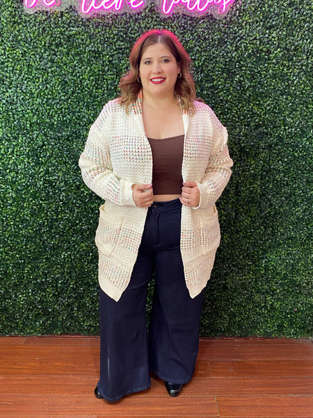 Cardigan largo ivory 7078