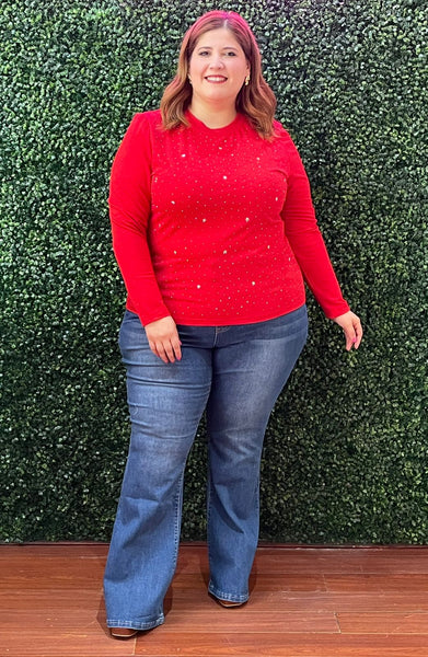 Blusa roja manga larga 51199