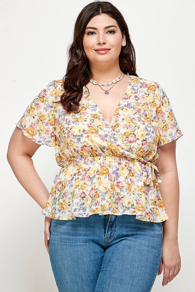 Top floral Ivory 4455