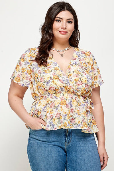Top floral Ivory 4455