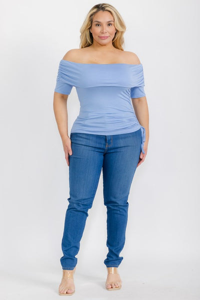 Top azul off shoulder 6675