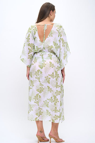 Vestido flores verdes 6282