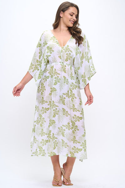 Vestido flores verdes 6282