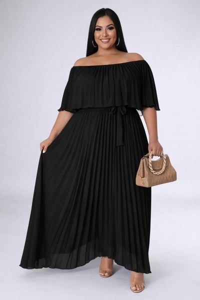 Maxi dress off shoulder negro 7512