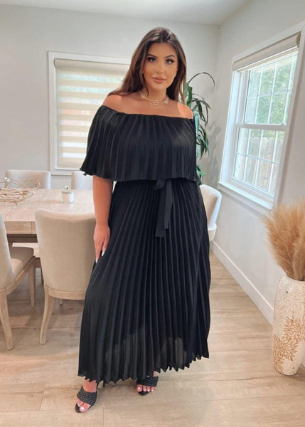 Maxi dress off shoulder negro 7512