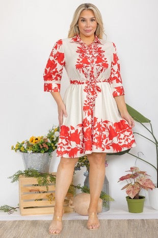 Vestido floral rojo 6063