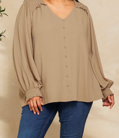 Blusa manga larga taupe 5237