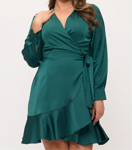 Vestido satinado hunter green 5406