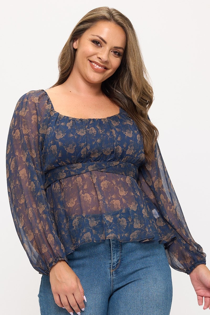 Blusa floral navy 6464