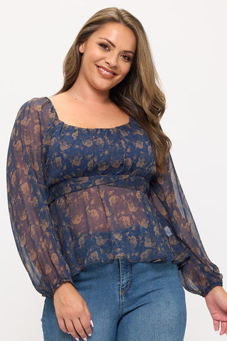 Blusa floral navy 6464