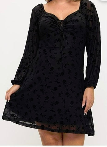 Vestido floral manga larga black 6378