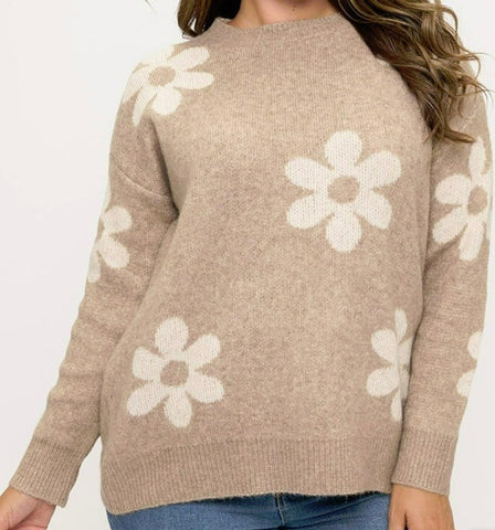 Sueter mocha  flora blanca 6413