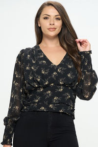 Blusa negra floral 5362