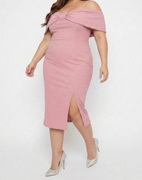 Glitter midi dress light pink 2377